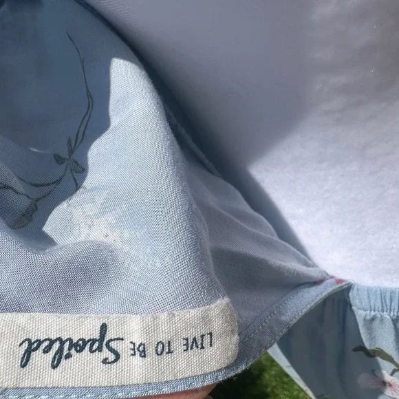 Blue Ruched Maxi Sundress with Flutter Cap Sleeves - Picture 5 of 6